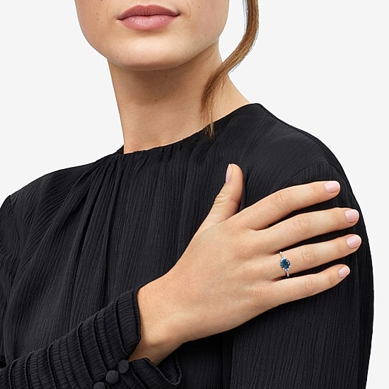 Limited Quantities! Womens Diamond Accent Genuine Blue Topaz 14K Gold Cocktail Ring