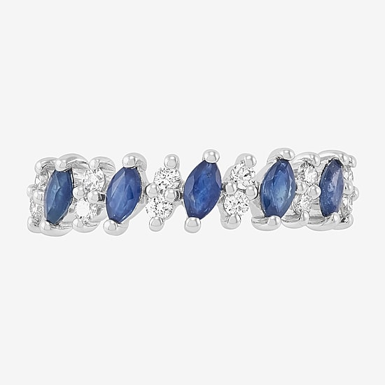 Limited Quantities! Womens 4.5MM Lab Created Blue Sapphire 14K Gold Over Silver Band