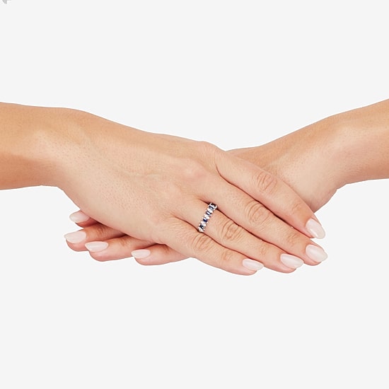Limited Quantities! Womens 4.5MM Lab Created Blue Sapphire 14K Gold Over Silver Band