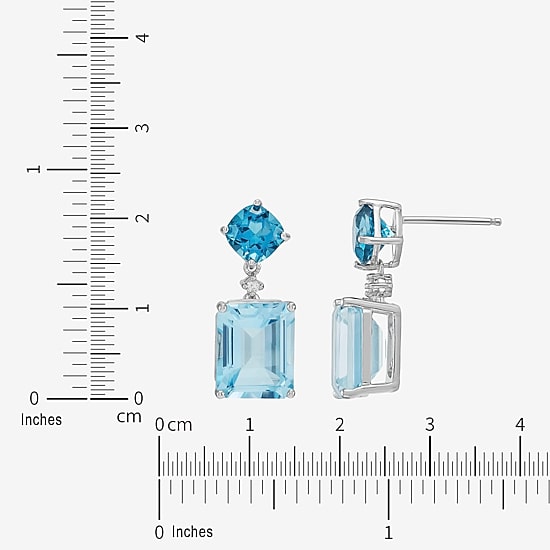 Limited Quantities! Womens Diamond Accent Genuine Blue Topaz Sterling Silver Drop Earrings