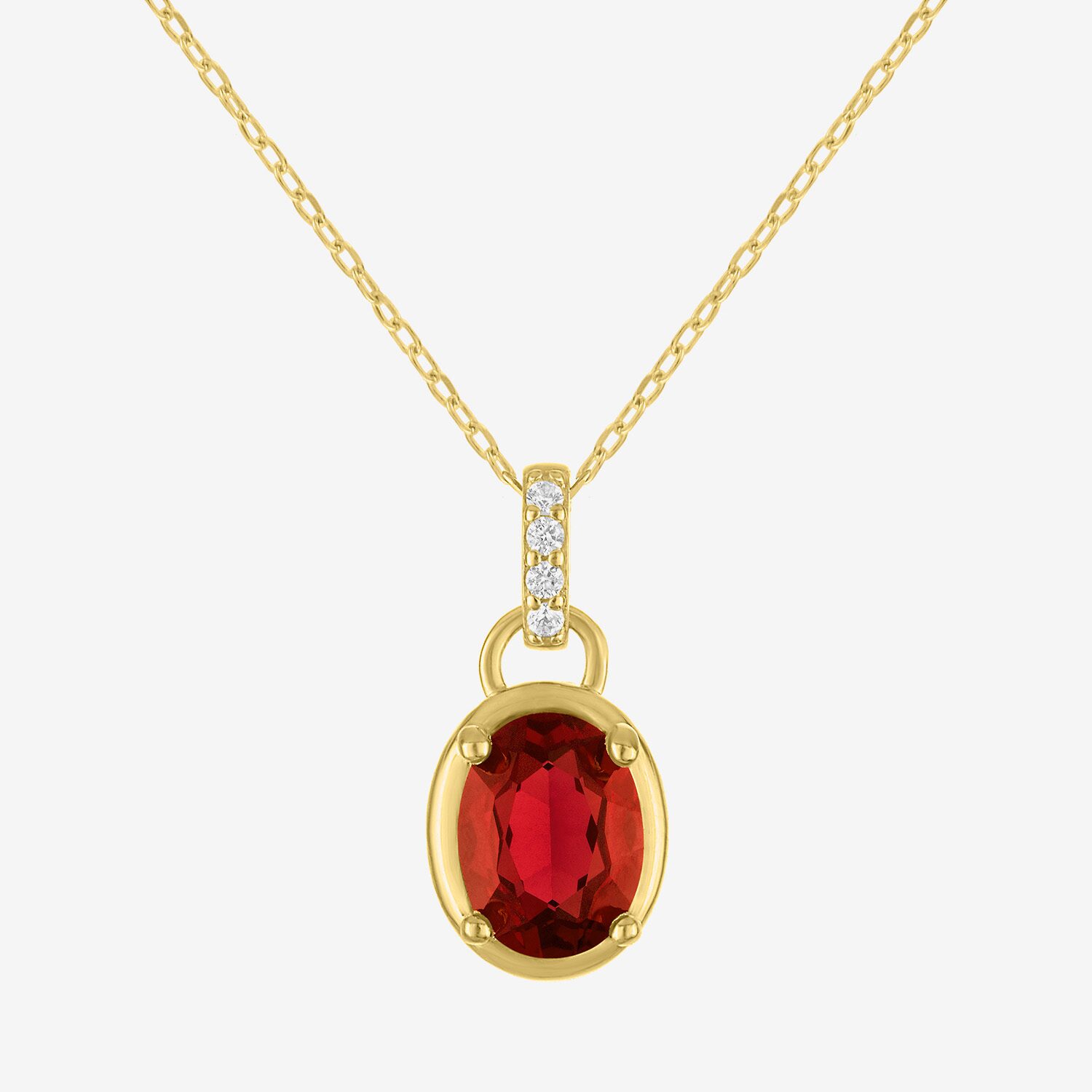 Womens Genuine Red Garnet 14K Gold Over Silver Oval 16 Inch Pendant Necklace