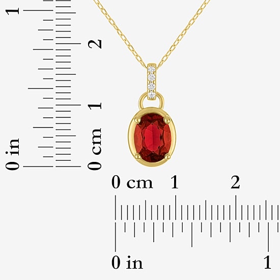 Womens Genuine Red Garnet 14K Gold Over Silver Oval 16 Inch Pendant Necklace
