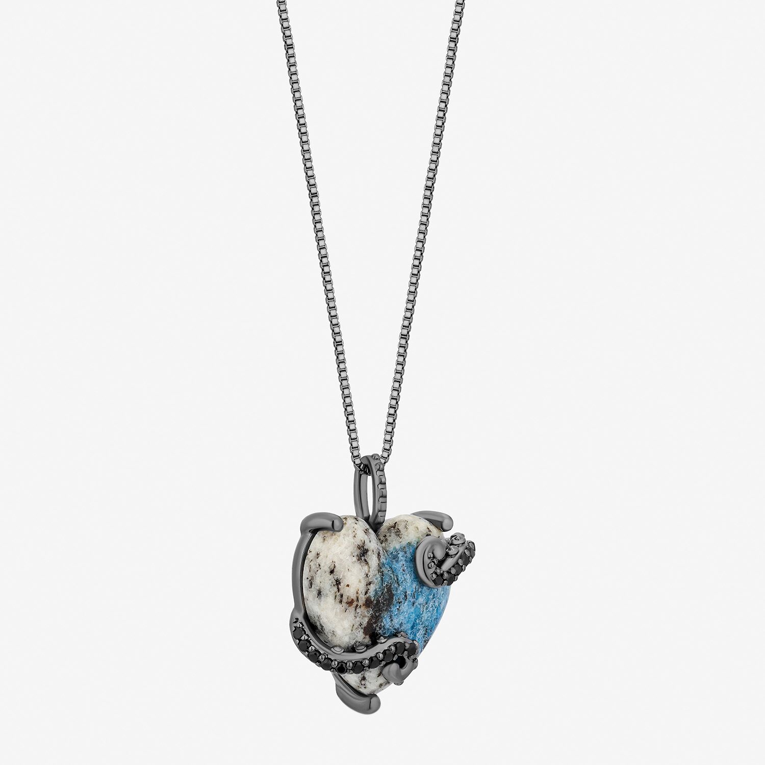 Enchanted Disney Fine Jewelry Ursula Womens Genuine Multi Color Jasper Sterling Silver Heart 18 Inch Pendant Necklace