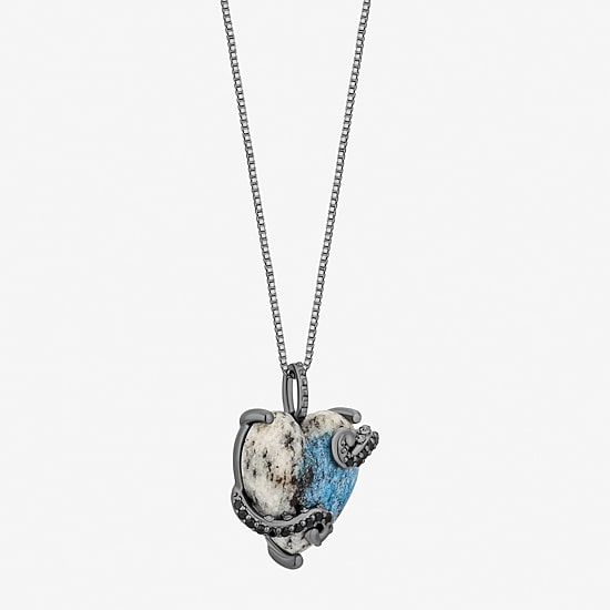 Enchanted Disney Fine Jewelry Ursula Womens Genuine Multi Color Jasper Sterling Silver Heart 18 Inch Pendant Necklace