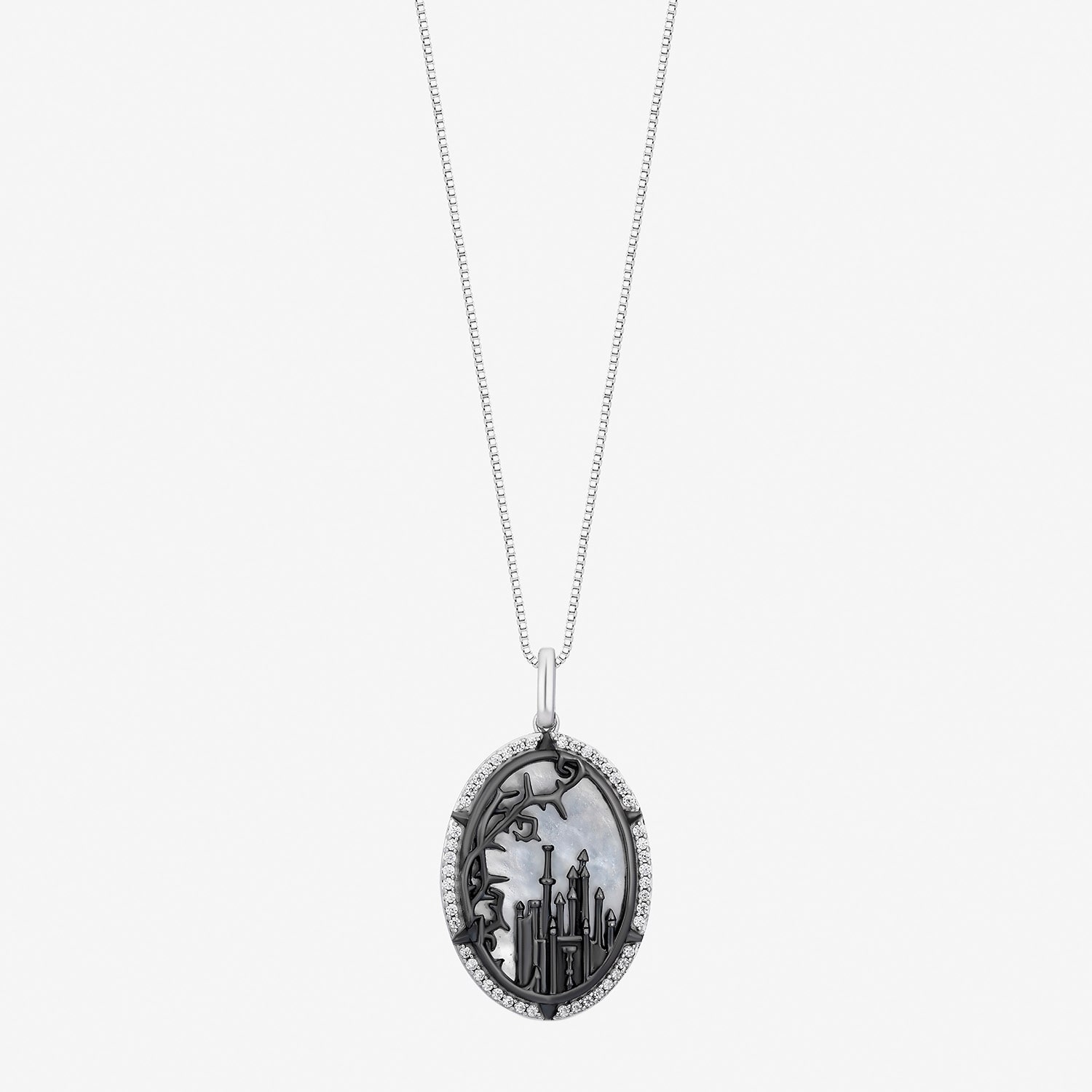 Maleficent(I, I2) Womens 1/6 CT. T.W. Genuine White Mother Of Pearl Sterling Silver Oval 18 Inch Pendant Necklace