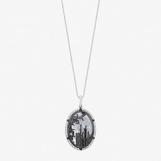 Maleficent(I, I2) Womens 1/6 CT. T.W. Genuine White Mother Of Pearl Sterling Silver Oval 18 Inch Pendant Necklace