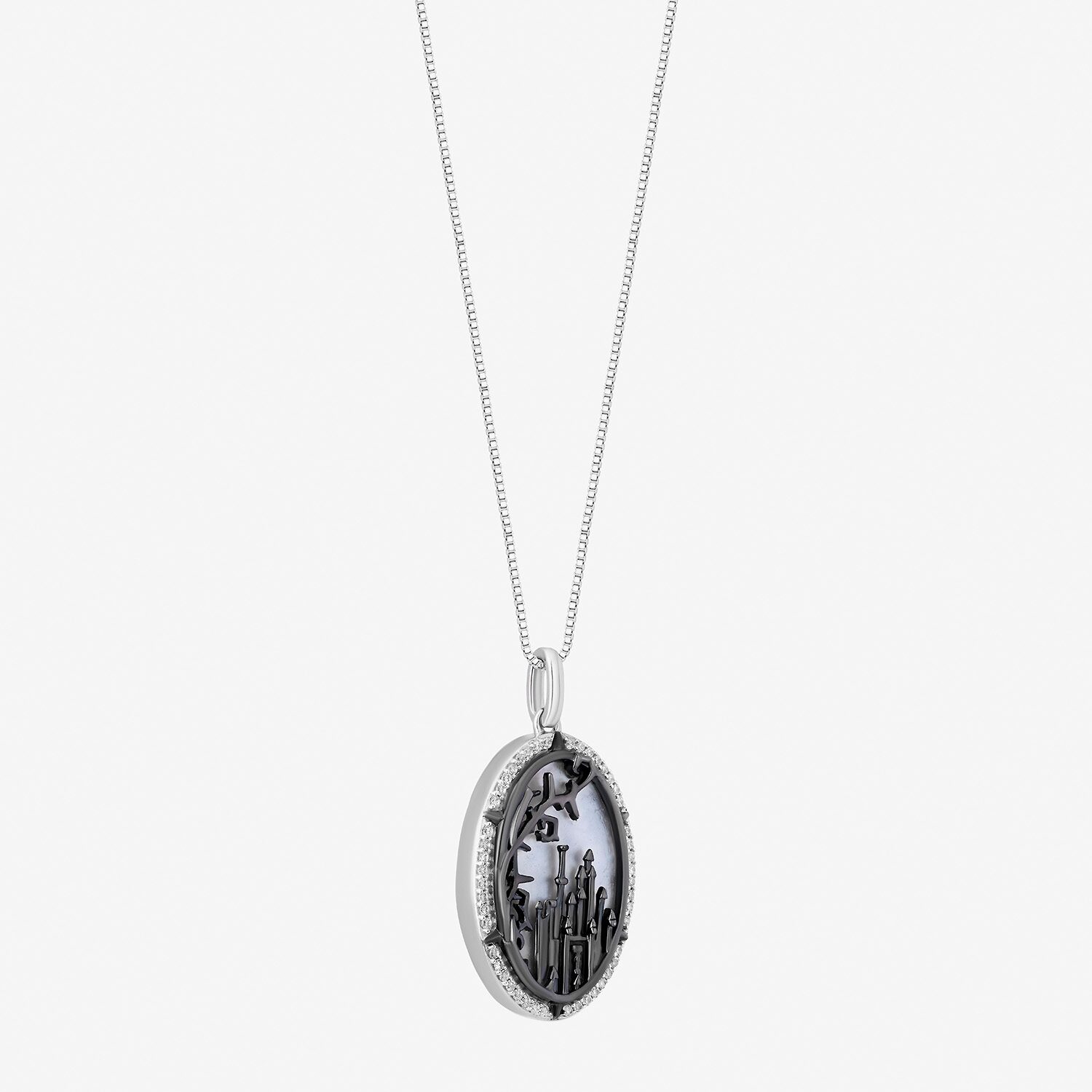 Maleficent(I, I2) Womens 1/6 CT. T.W. Genuine White Mother Of Pearl Sterling Silver Oval 18 Inch Pendant Necklace