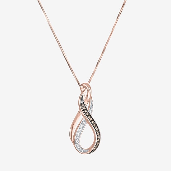 Womens 1/10 CT.T.W. Natural Champagne & White  Diamond 14K Rose Gold Over SIlver Pendant