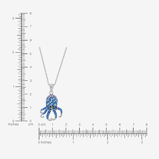Limited Quantities! Octopus Womens Blue Crystal Sterling Silver 18 Inch Pendant Necklace