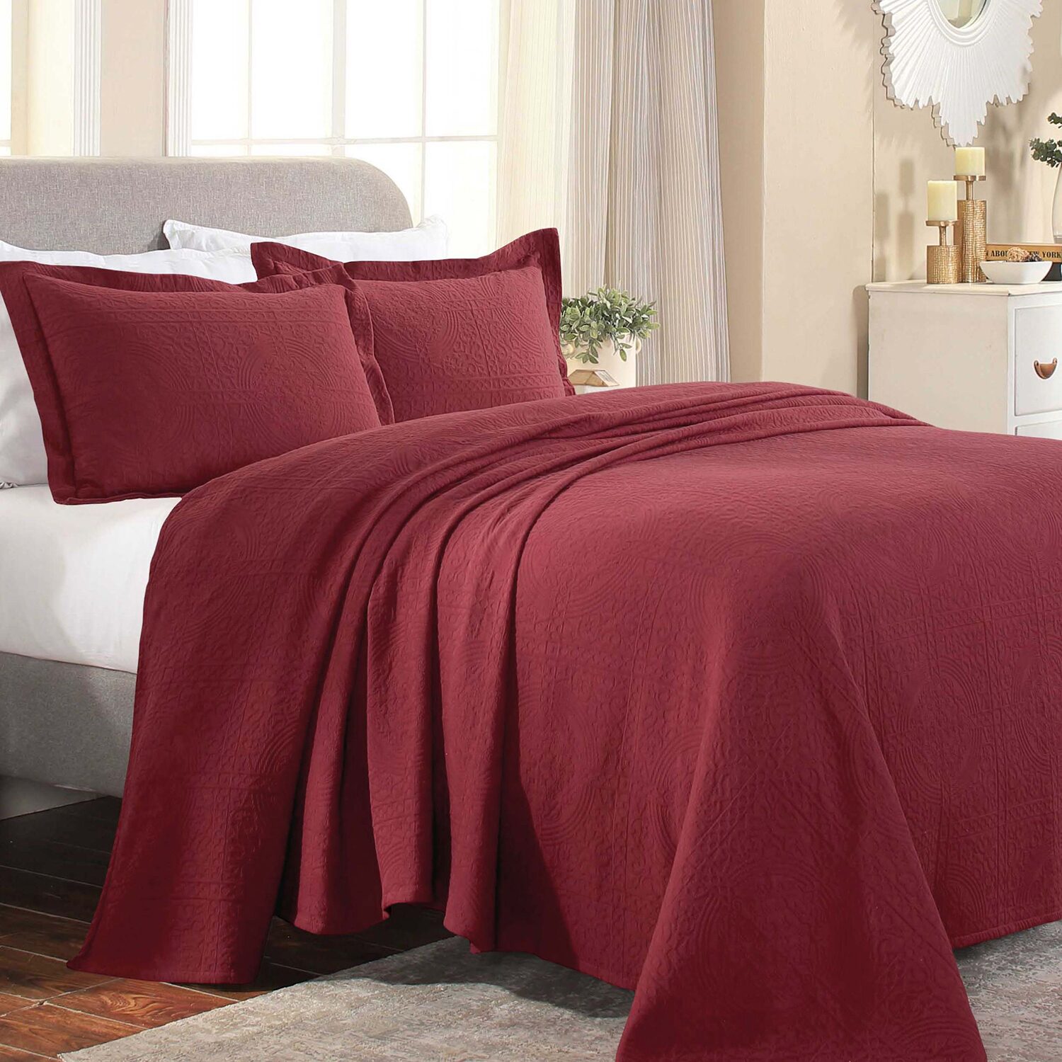 SUPERIOR® Fleur De Lis Matelasse French Pattern Jacquard Bedspread