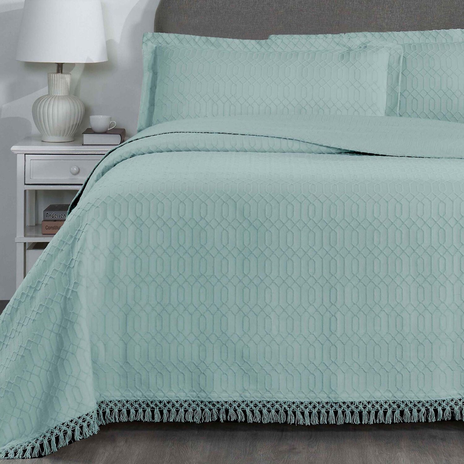 SUPERIOR® Remi Geometric Fringe Boho Modern Jacquard Bedspread