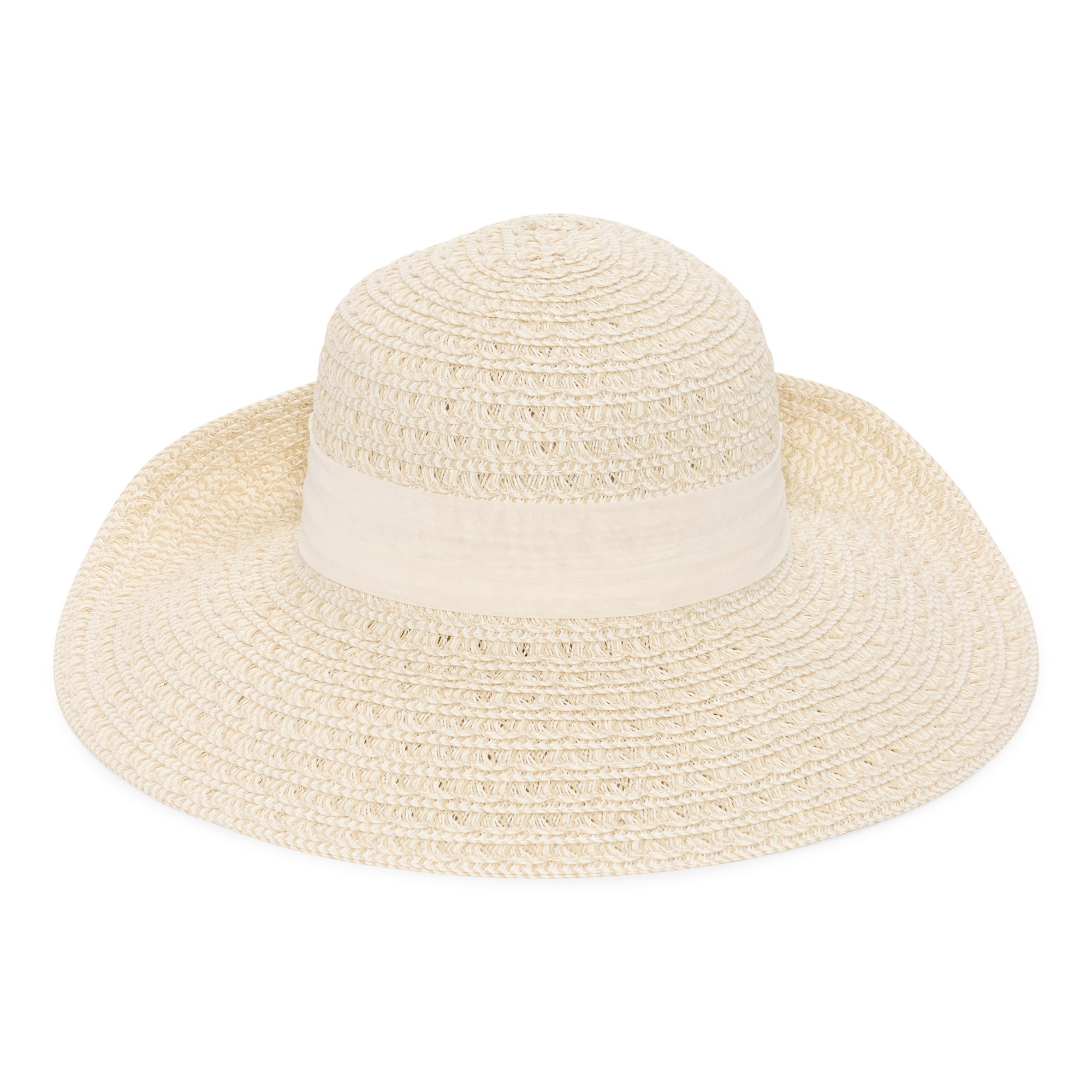 Liz Claiborne Straw Black Ribbon Bow Womens Floppy Hat