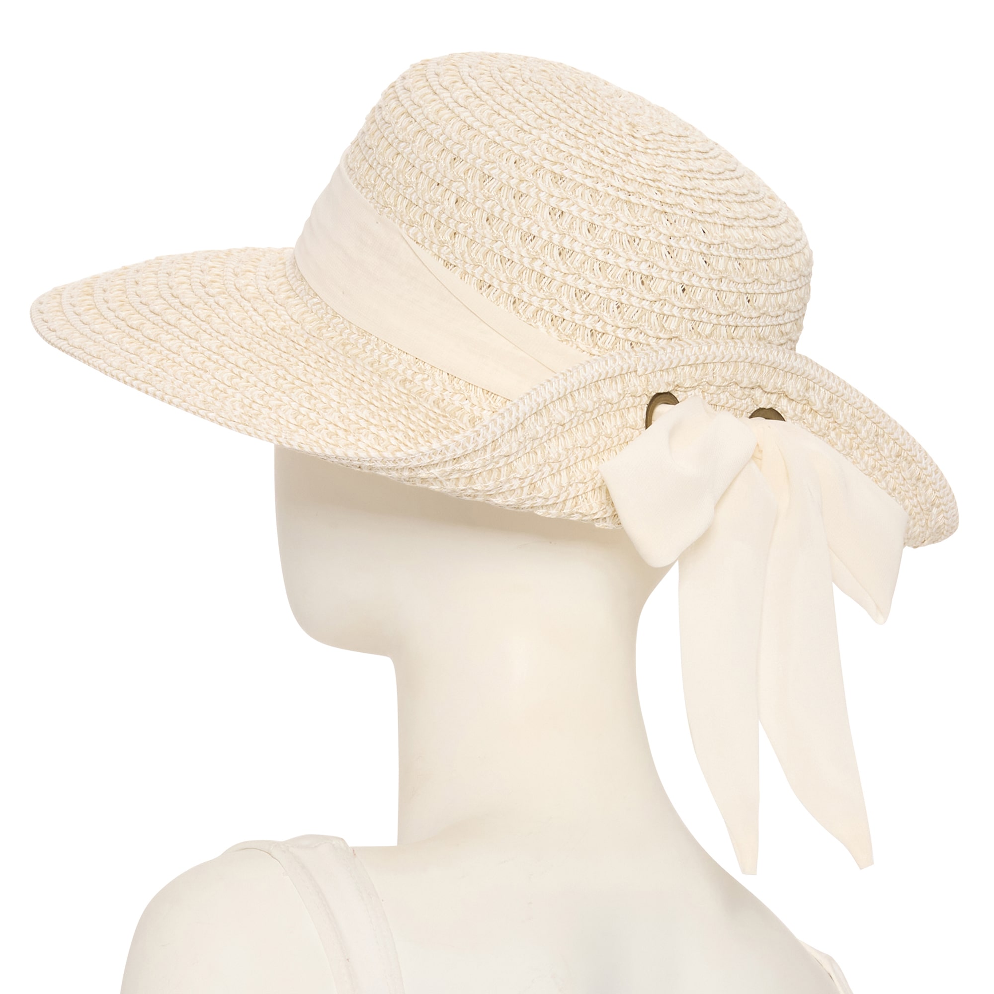 Liz Claiborne Straw Black Ribbon Bow Womens Floppy Hat