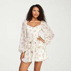 long sleeve junior dresses Juniors Teens Dresses, Clothing or as a memorable wedding guest Embroidered Long Sleeve Mini Dress