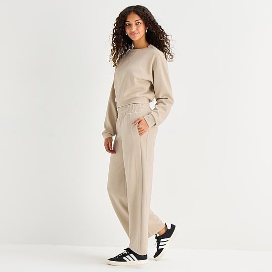 Arizona Womens Juniors Wide Leg Mid Rise Sweatpant