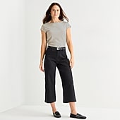Liz Claiborne Womens Wide Leg Mid Rise Cropped Pant