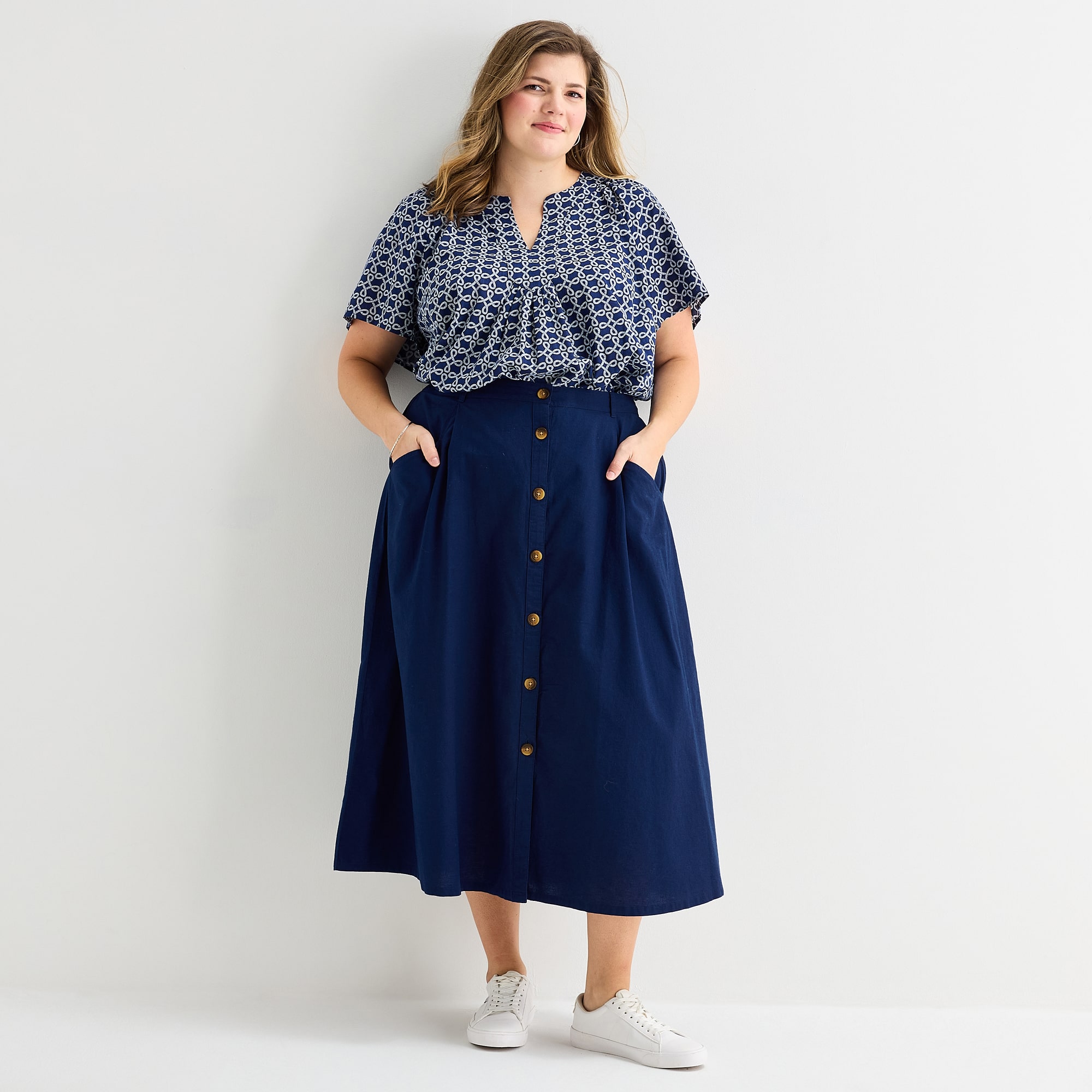 St. John's Bay Womens Plus Midi A-Line Skirt