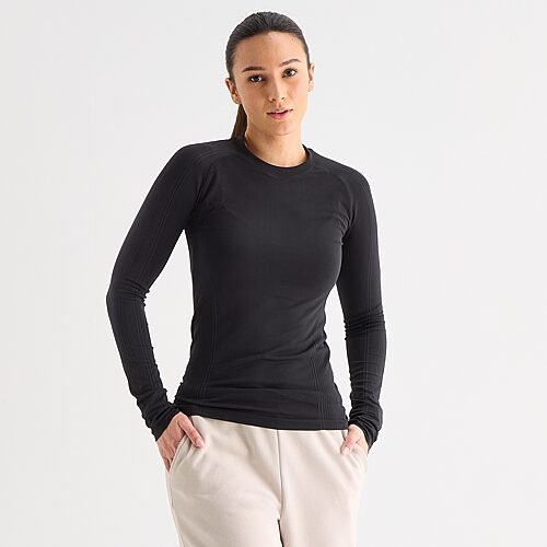 Xersion Womens Seamless Crew Neck Long Sleeve Active T-Shirt, Xx-large, Black