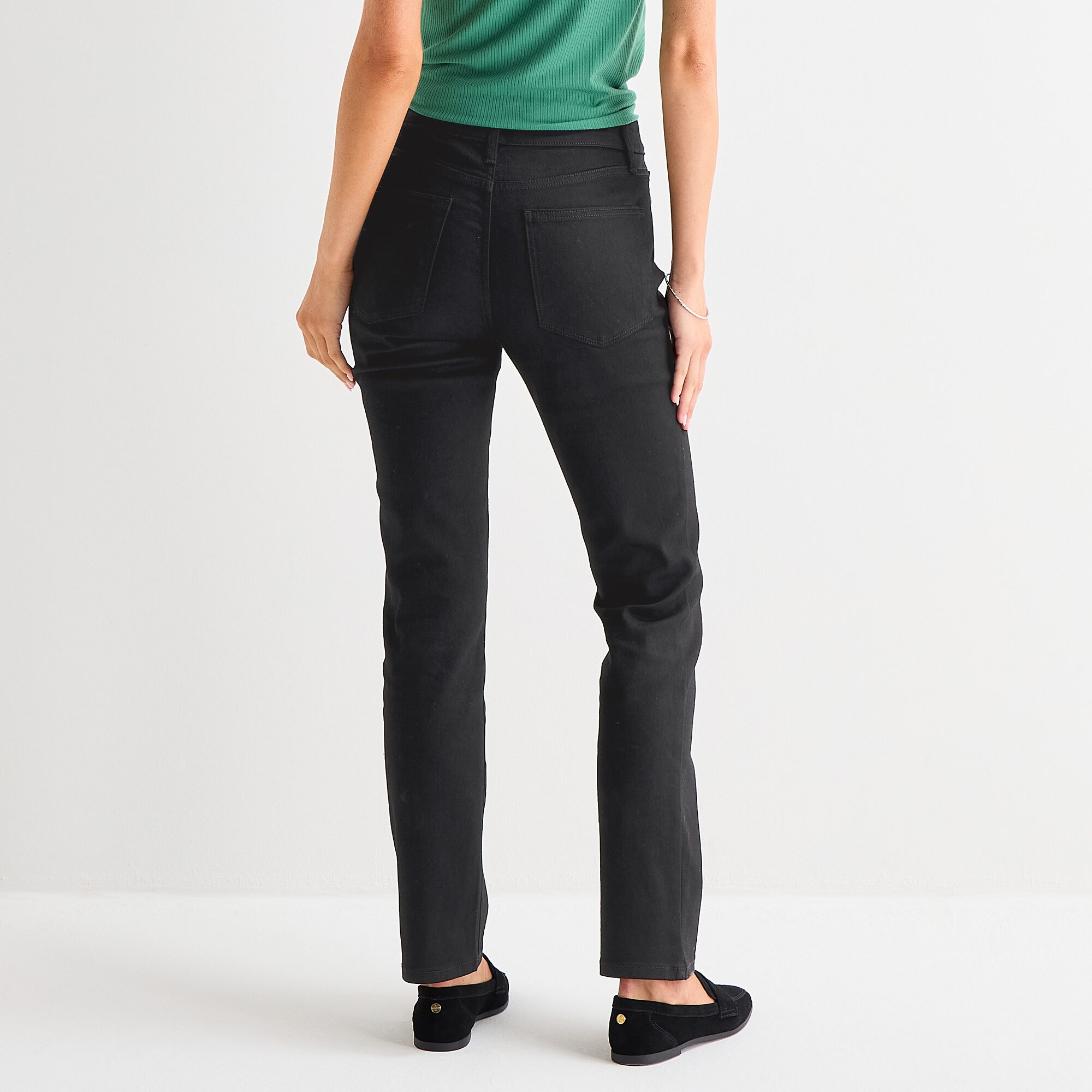 St. John's Bay Womens Mid Rise Secretly Slender Straight Leg Jean