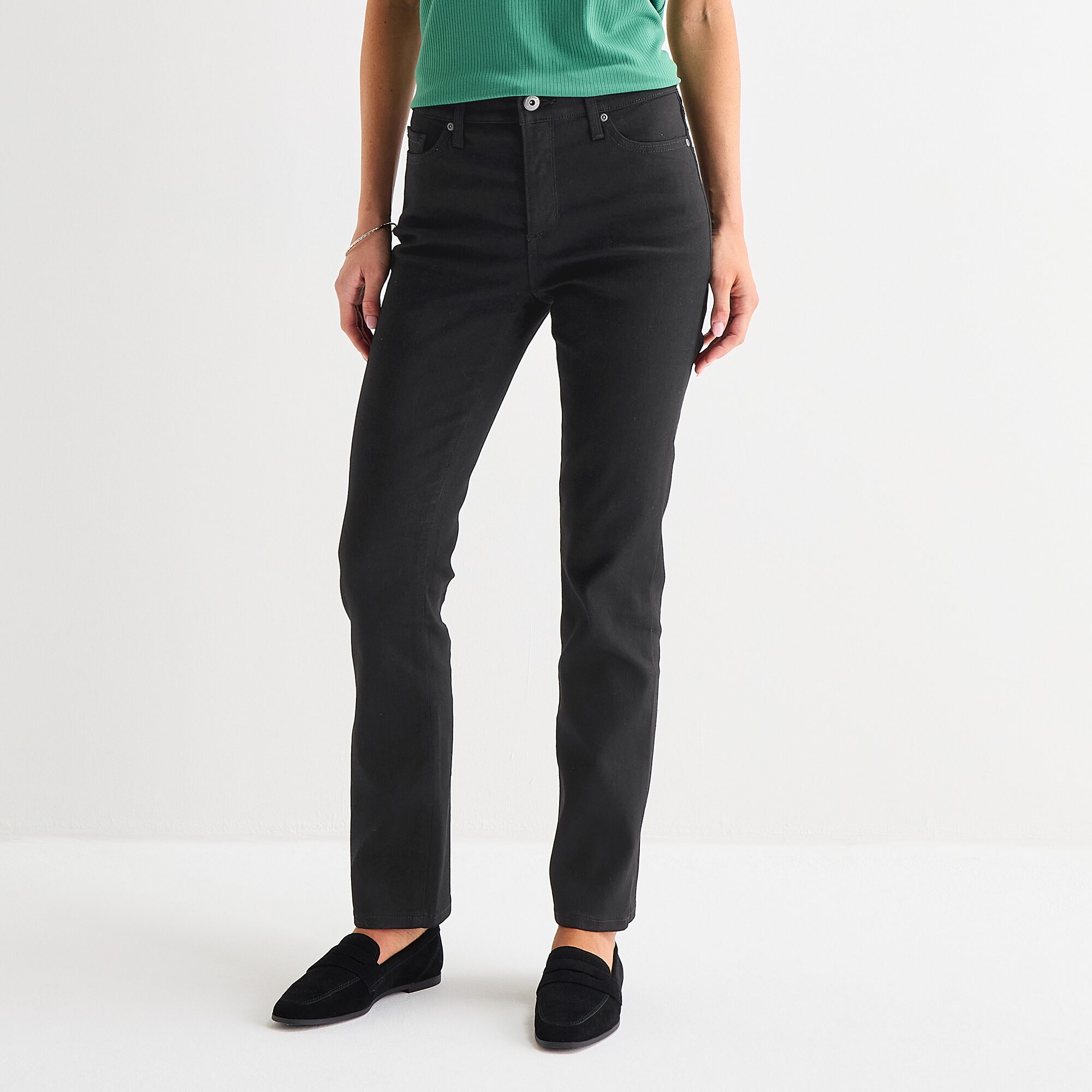 St. John's Bay Womens Mid Rise Secretly Slender Straight Leg Jean