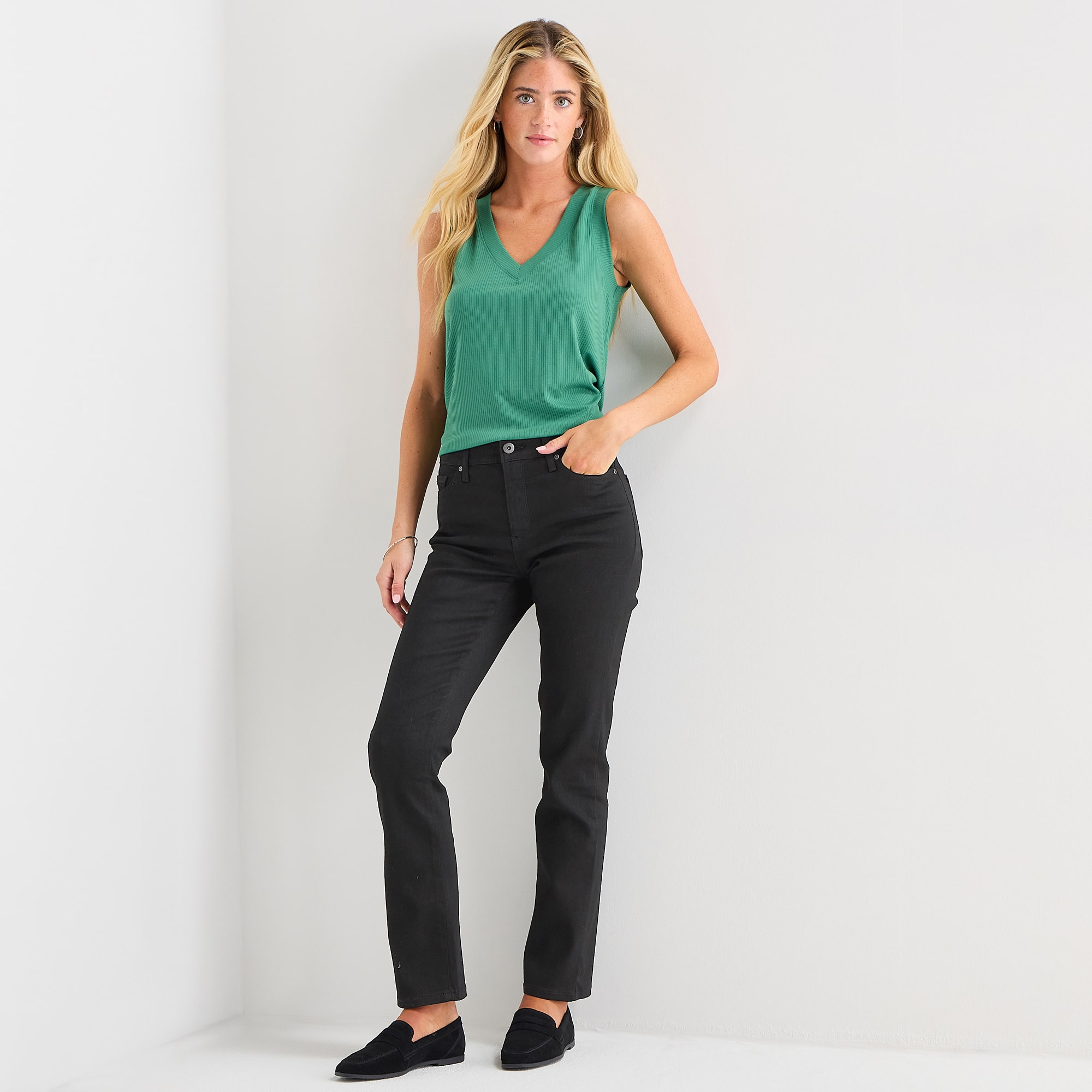 St. John's Bay Womens Mid Rise Secretly Slender Straight Leg Jean
