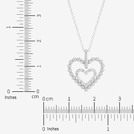 Limited Quantities! Womens 1/10 CT. T.W. Natural White Diamond Sterling Silver Heart 18 Inch Pendant Necklace