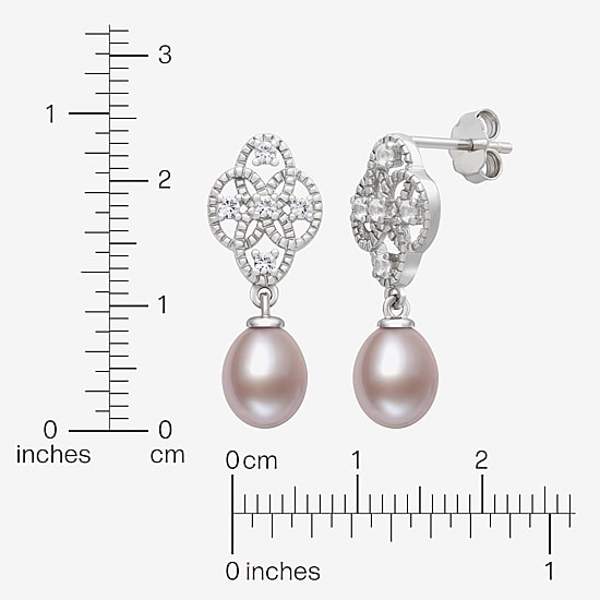 Limited Quantities! Womens Pink Cultured Freshwater Pearl Sterling Silver Drop Earrings
