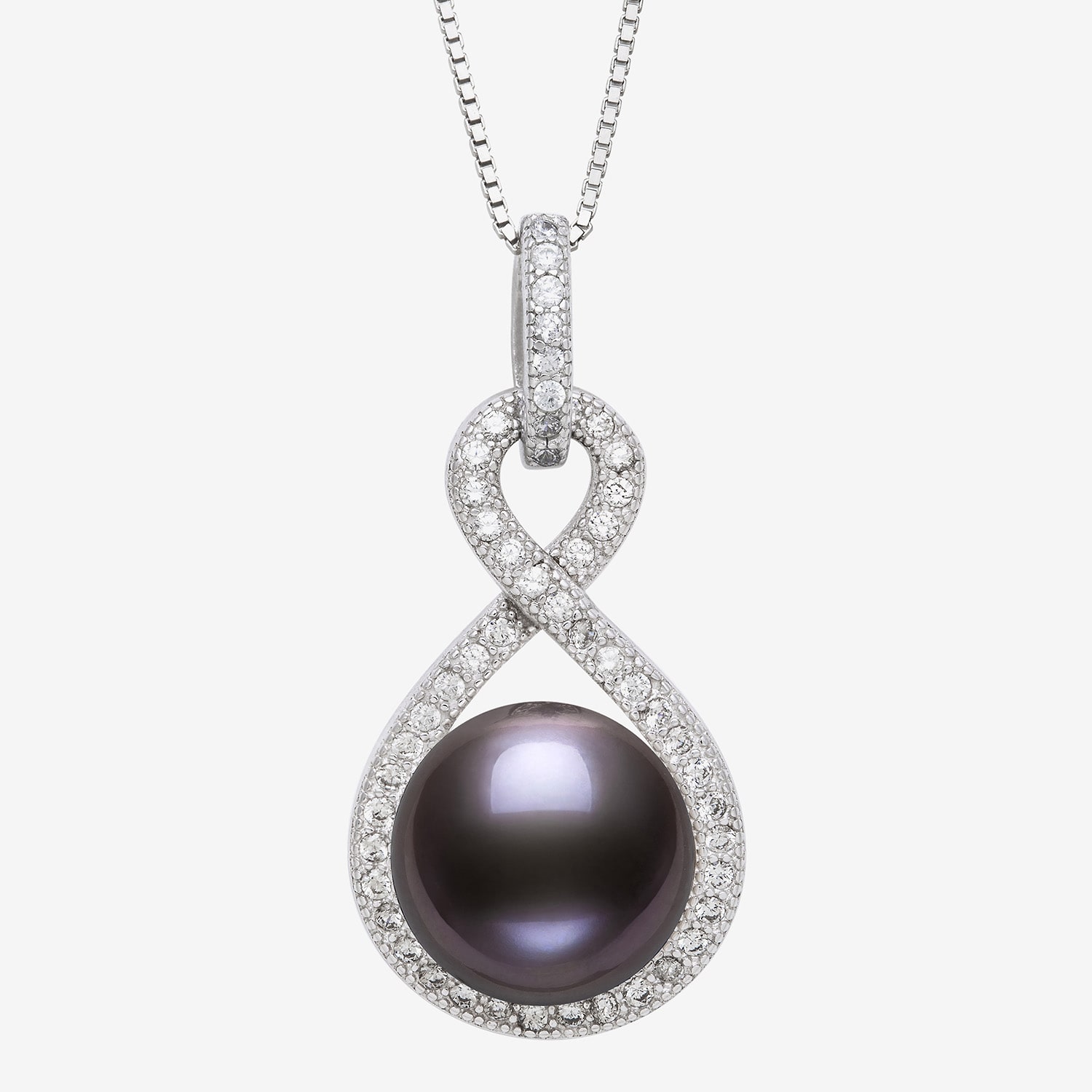 Limited Quantities! Womens Dyed Black Cultured Freshwater Pearl Sterling Silver Infinity 18 Inch Pendant Necklace