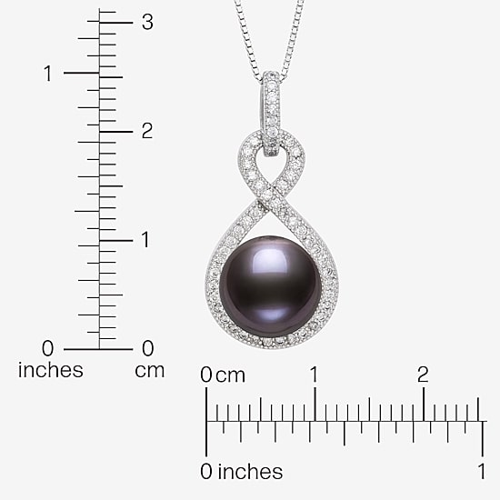 Limited Quantities! Womens Dyed Black Cultured Freshwater Pearl Sterling Silver Infinity 18 Inch Pendant Necklace