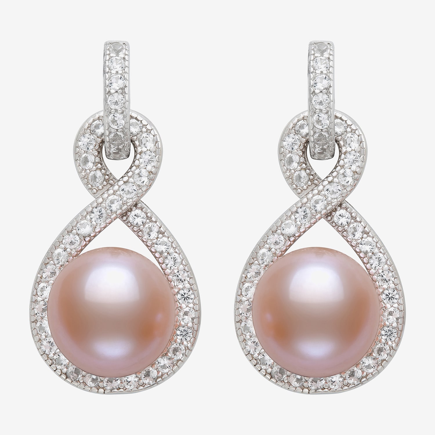 Limited Quantities! Womens Pink Cultured Freshwater Pearl Sterling Silver Infinity Drop Earrings