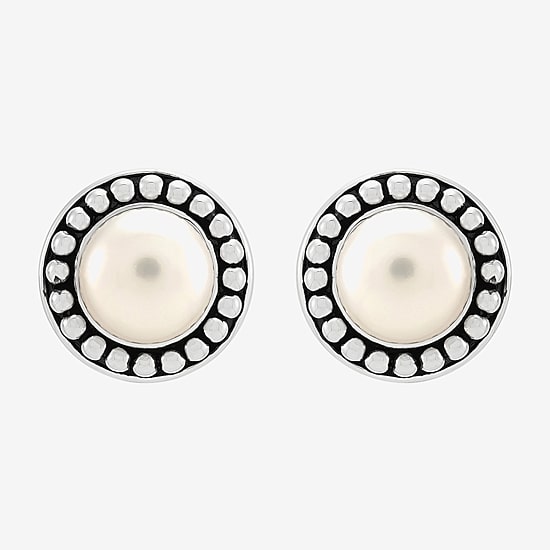 Limited Quantities! Genuine White Cultured Freshwater Pearl Sterling Silver 15.7mm Stud Earrings