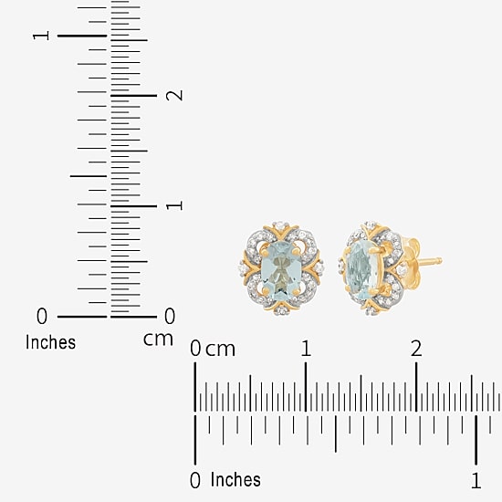 Limited Quantities! 1/8 CT. T.W. Genuine Blue Aquamarine 14K Gold 9.6mm Stud Earrings
