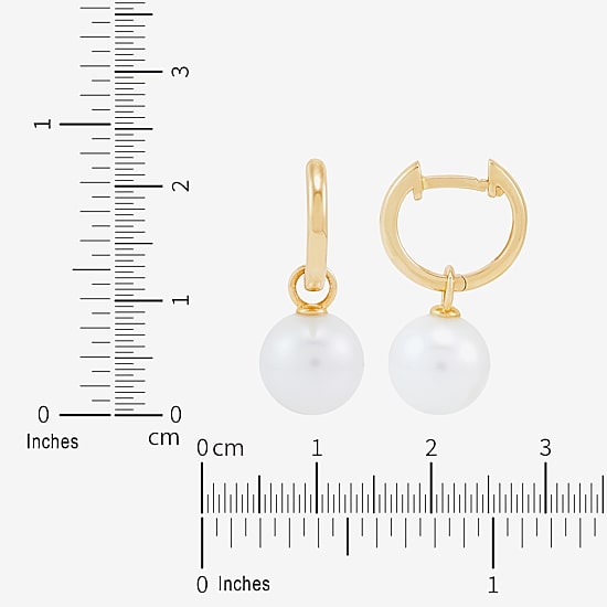 Limited Quantities! Womens Genuine White Cultured Freshwater Pearl 14K Gold 22.4mm Hoop Earrings