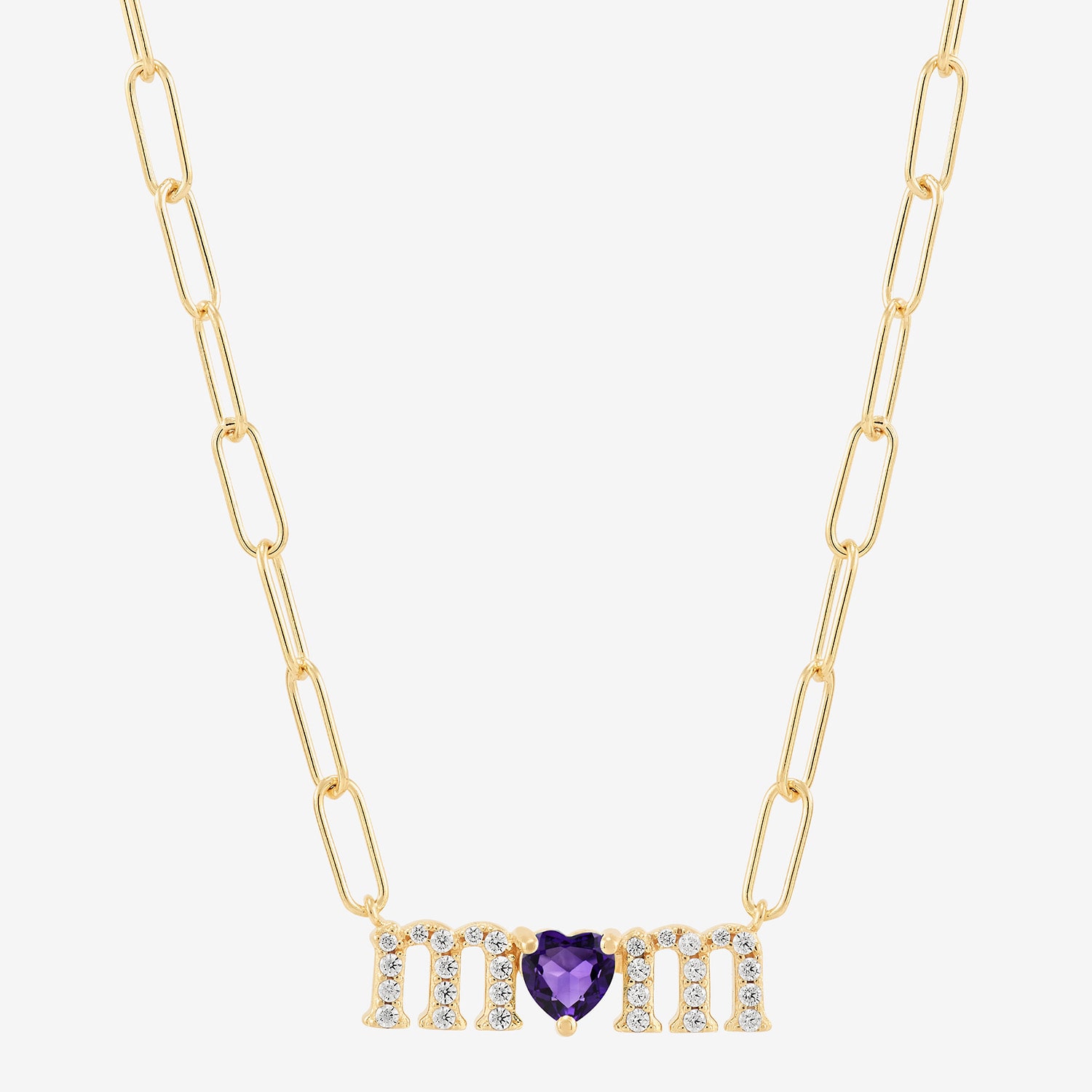 Limited Quantities! "Mom" Womens Genuine Purple Amethyst 14K Gold Over Silver Heart 18 Inch Pendant Necklace