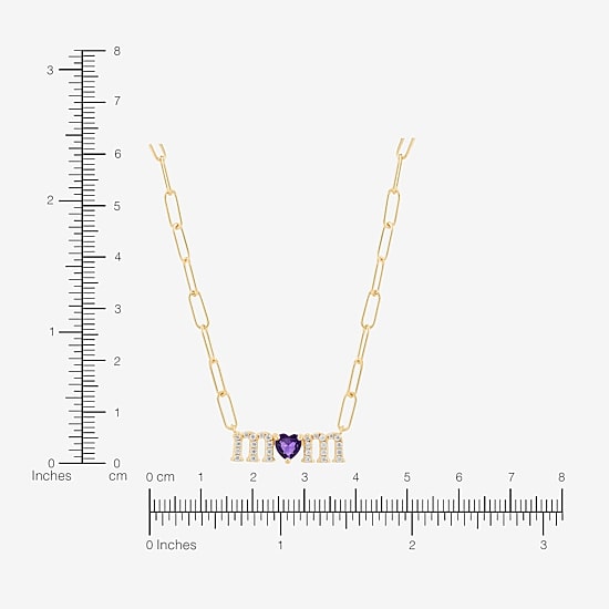 Limited Quantities! "Mom" Womens Genuine Purple Amethyst 14K Gold Over Silver Heart 18 Inch Pendant Necklace
