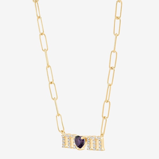 Limited Quantities! "Mom" Womens Genuine Purple Amethyst 14K Gold Over Silver Heart 18 Inch Pendant Necklace