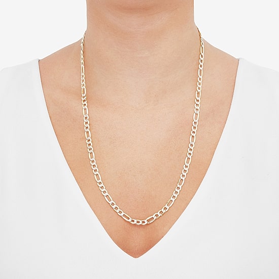Made in Italy Womens 10K Gold 24 Inch Figaro Chain Necklace