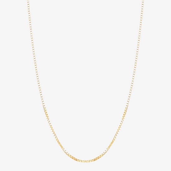 Made in Italy Womens 10K Gold 24 Inch Box Chain Necklace