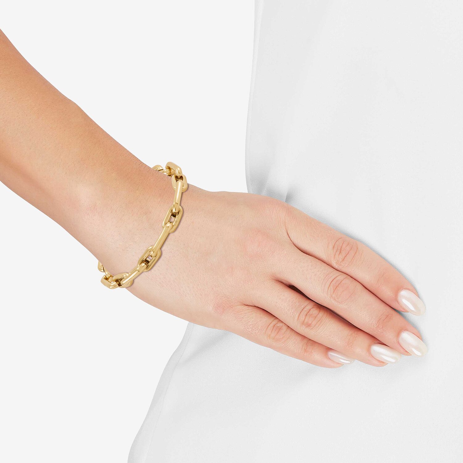 Limited Quantities! Womens 24K Gold Over Silver 7 3/4 Inch Link Chain Bracelet
