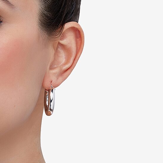 Limited Quantities! Womens Sterling Silver 31mm Hoop Earrings