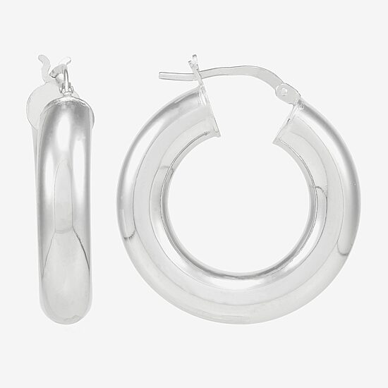 Limited Quantities! Womens Sterling Silver 31mm Hoop Earrings