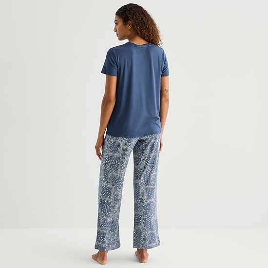 Jaclyn Womens V-Neck Short Sleeve 2-pc. Pajama Set