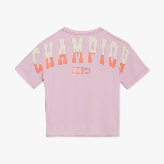 Champion Tie Front Big Kid Girls Round Neck Short Sleeve Relaxed Fit Graphic T-Shirt