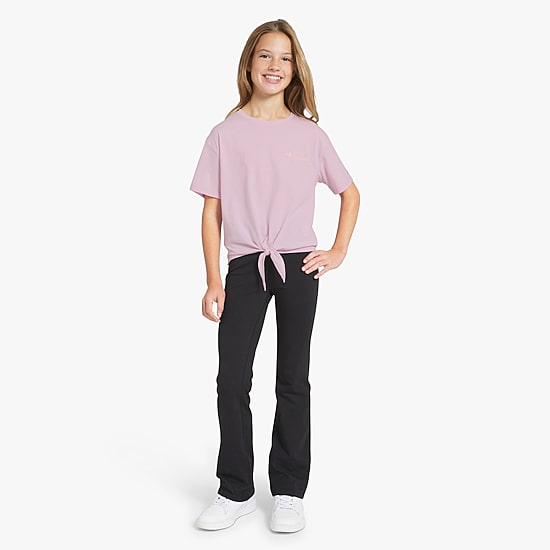 Champion Tie Front Big Kid Girls Round Neck Short Sleeve Relaxed Fit Graphic T-Shirt