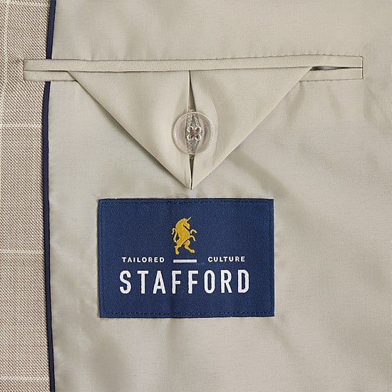Stafford Coolmax All Season Ecomade Mens Classic Fit Windowpane Suit Jacket