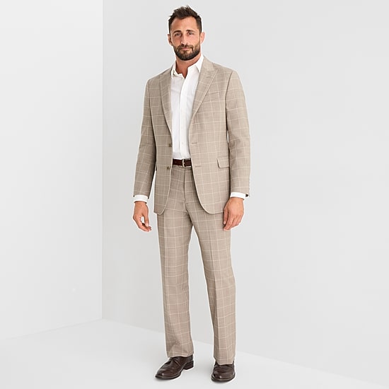 Stafford Coolmax All Season Ecomade Mens Classic Fit Windowpane Suit Jacket