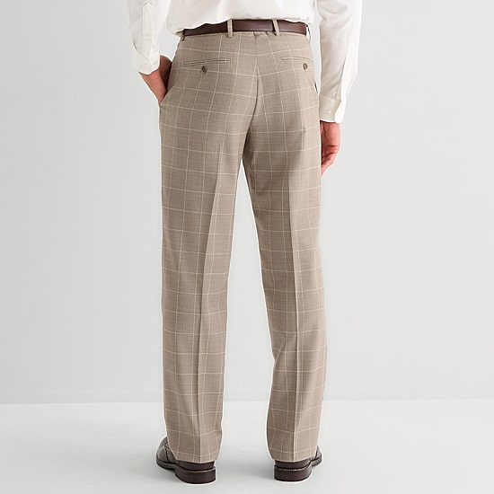Stafford Coolmax All Season Ecomade Mens Classic Fit Windowpane Flat Front Suit Pant