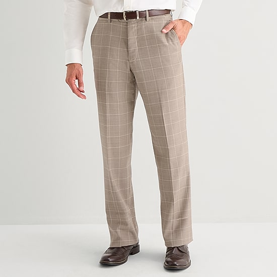 Stafford Coolmax All Season Ecomade Mens Classic Fit Windowpane Flat Front Suit Pant