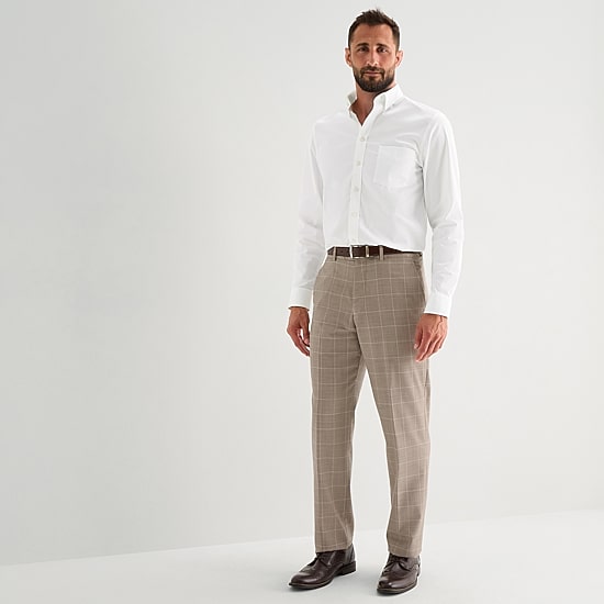 Stafford Coolmax All Season Ecomade Mens Classic Fit Windowpane Flat Front Suit Pant