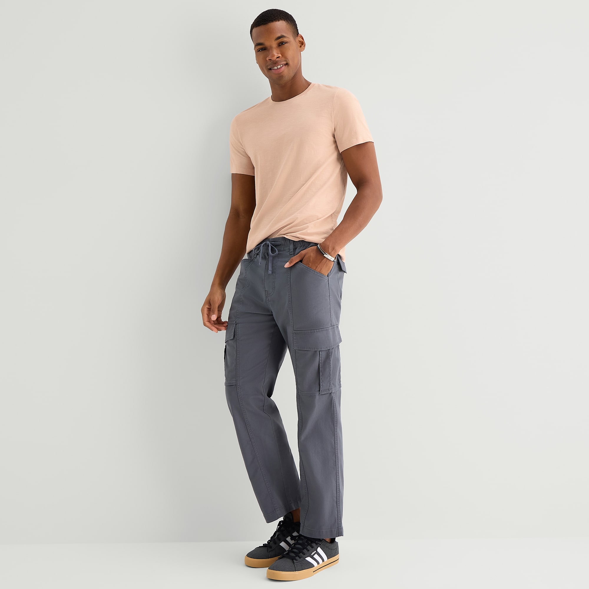 mutual weave Mens DRAWSTRING WAIST Regular Fit Cargo Pant